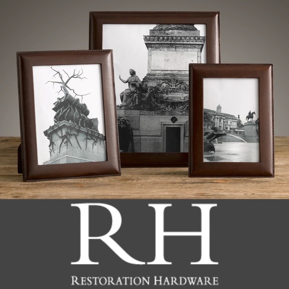 Restoration Hardware Accents 4x6 Chocolate Leather Frame Narrow Rh